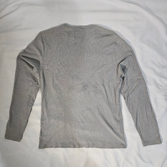 Abercrombie & Fitch - Men's Long-Sleeve Striped Pocket Tee Grey Medium - Picture 2 of 15